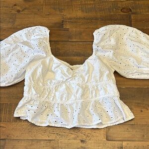 a new day White Eyelet Puff Sleeve Blouse
